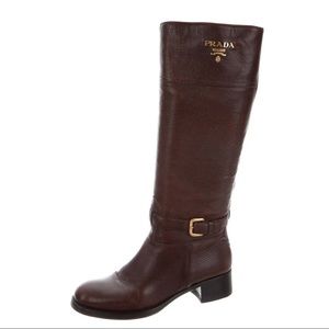 Prada brown leather riding boots